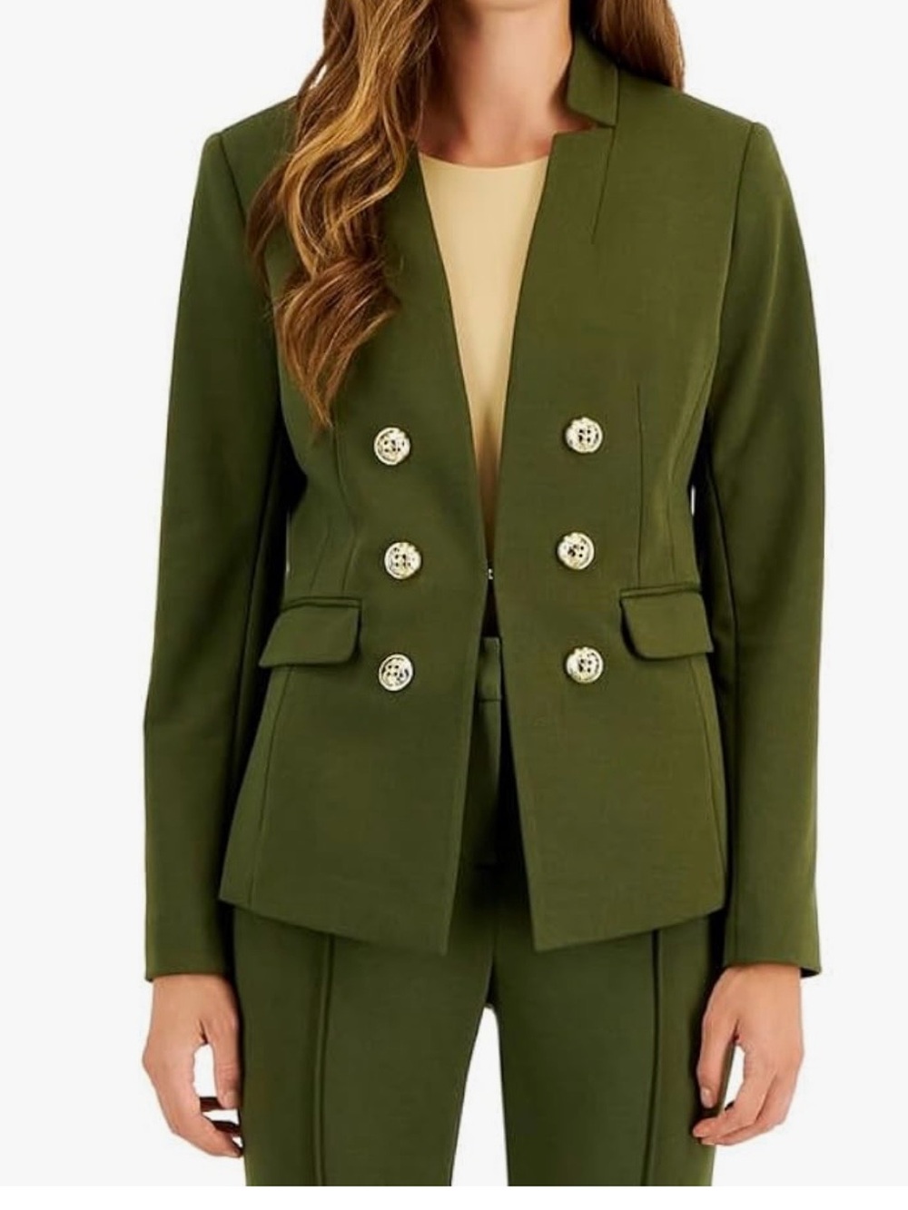 Women Tahari ASL Olive green pant suit 14/16 - Picture 3 of 8